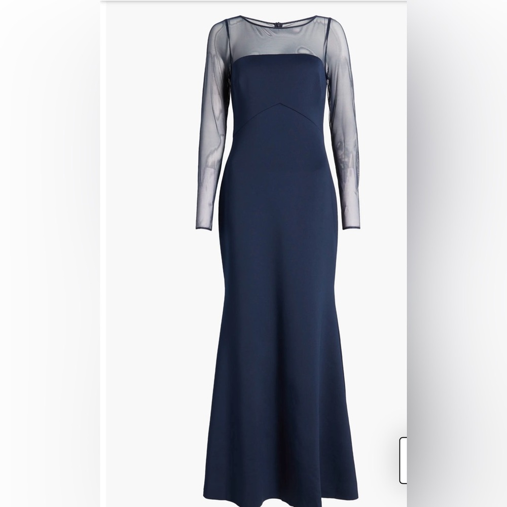 Rosette Mesh Trim Long Sleeve Gown
Eliza J